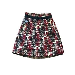 NWT Worthington Womens Size 12 Pleated Tulle Trim Floral Gothic Grunge Zip Aline